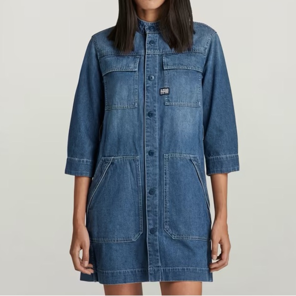 G-Star Raw Blue Denim Shirt Dress